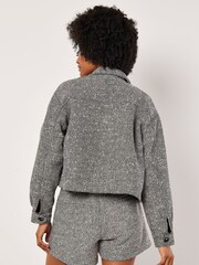 Apricot Black Textured Cropped Shacket - Image 2 of 5