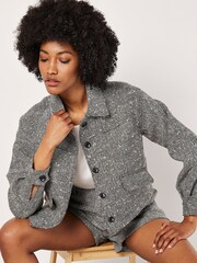 Apricot Black Textured Cropped Shacket - Image 3 of 5