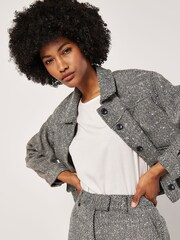 Apricot Black Textured Cropped Shacket - Image 5 of 5