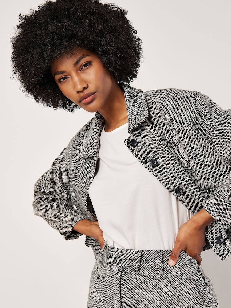 Apricot Black Textured Cropped Shacket - Image 5 of 5