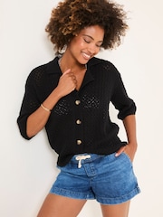 FatFace Black 100% Cotton Beachwear Knitted Shirt - Image 1 of 5