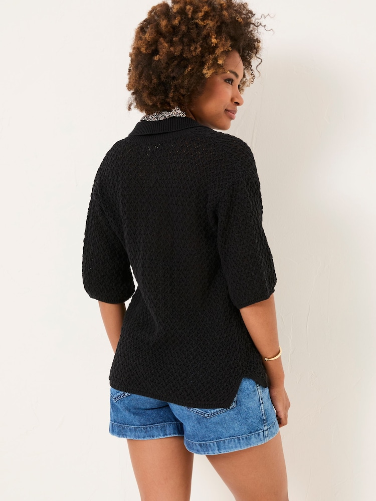FatFace Black 100% Cotton Beachwear Knitted Shirt - Image 2 of 5