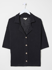 FatFace Black 100% Cotton Beachwear Knitted Shirt - Image 5 of 5