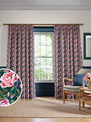 Cath Kidston Teal Blue Dolly Rose Made to Measure 100% Cotton Curtain - Image 1 of 9