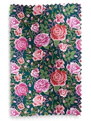 Cath Kidston Teal Blue Dolly Rose Made to Measure 100% Cotton Curtain - Image 7 of 9