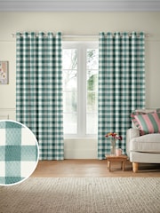 Cath Kidston Green Hand Painted Gingham Made to Measure 100% Cotton Curtain - Image 1 of 9