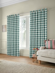 Cath Kidston Green Hand Painted Gingham Made to Measure 100% Cotton Curtain - Image 2 of 9