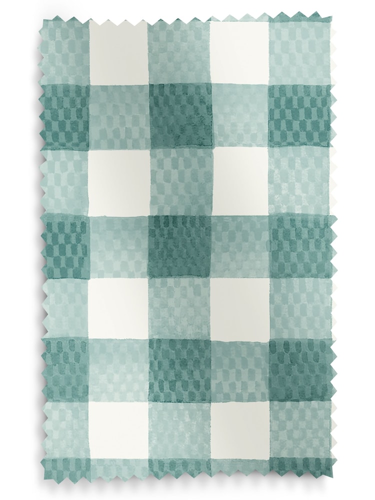 Cath Kidston Green Hand Painted Gingham Made to Measure 100% Cotton Curtain - Image 9 of 9