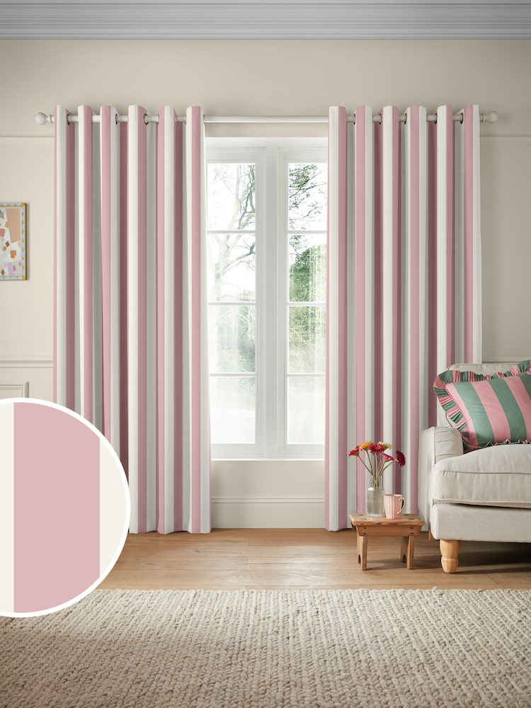 Cath Kidston Pink Canopy Stripe Made to Measure 100% Cotton Curtain - Image 1 of 9