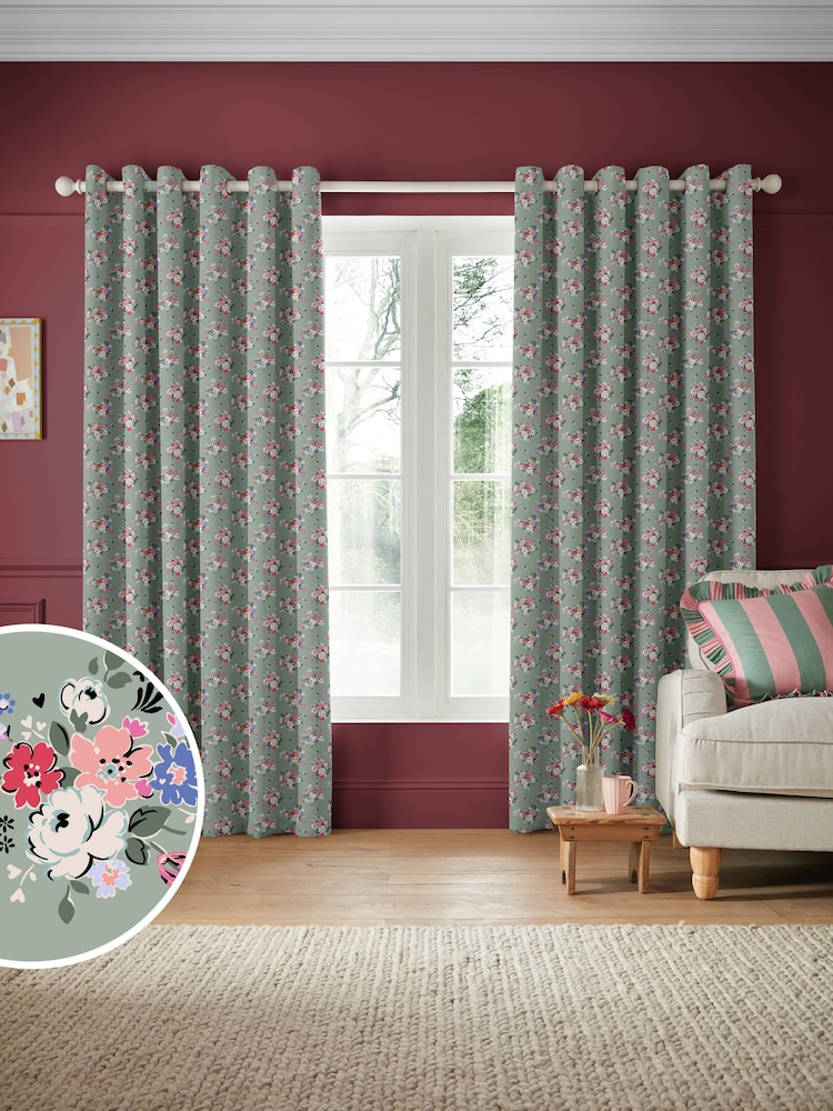 Cath Kidston Sage Green Clifton Floral Made To Measure 100% Cotton Curtain - Image 1 of 9