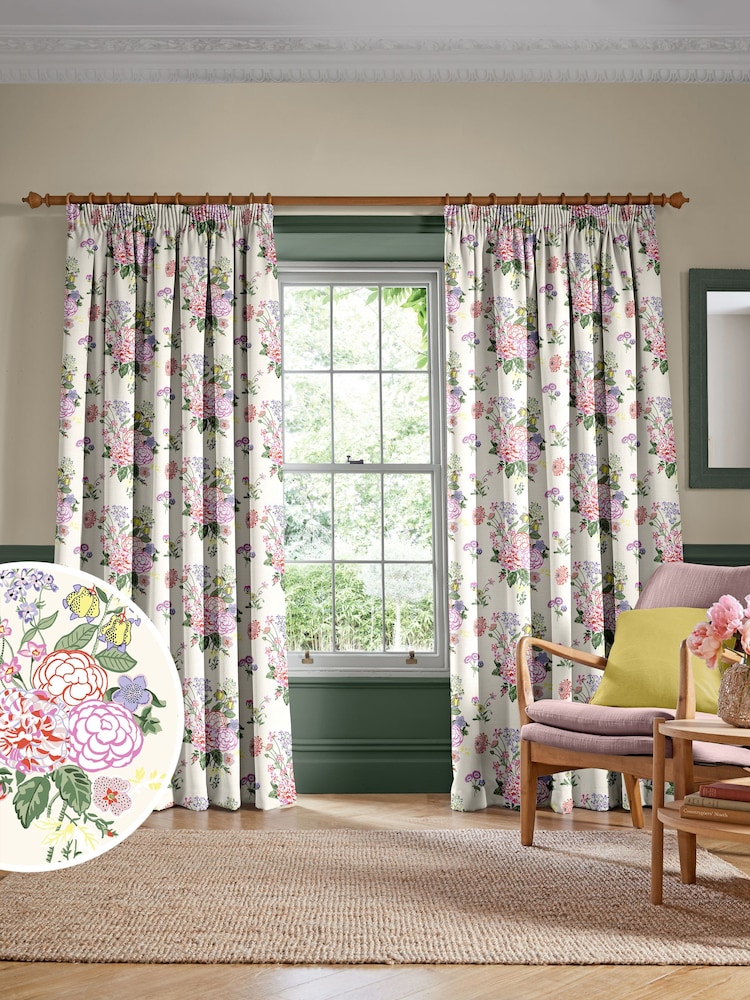 Cath Kidston Cream Summer Floral Made To Measure 100% Cotton Curtain - Image 1 of 9