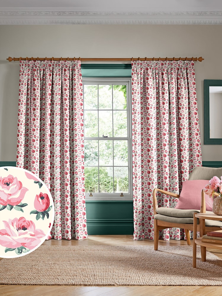 Cath Kidston Pink/Red Buds Made to Measure 100% Cotton Curtain - Image 1 of 9