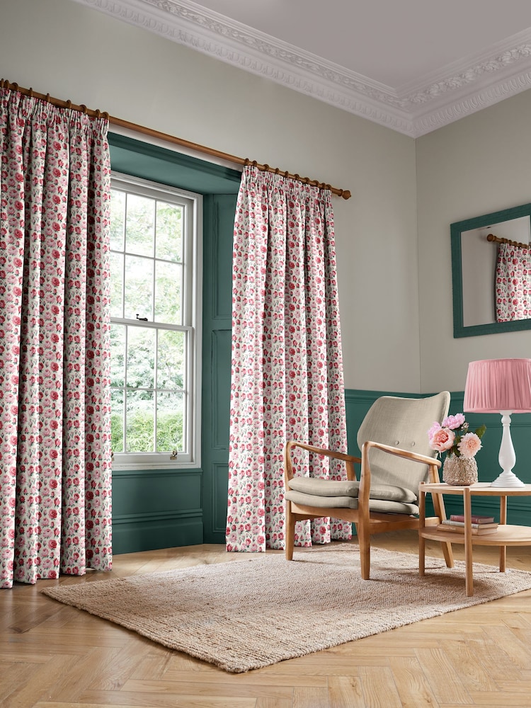 Cath Kidston Pink/Red Buds Made to Measure 100% Cotton Curtain - Image 2 of 9