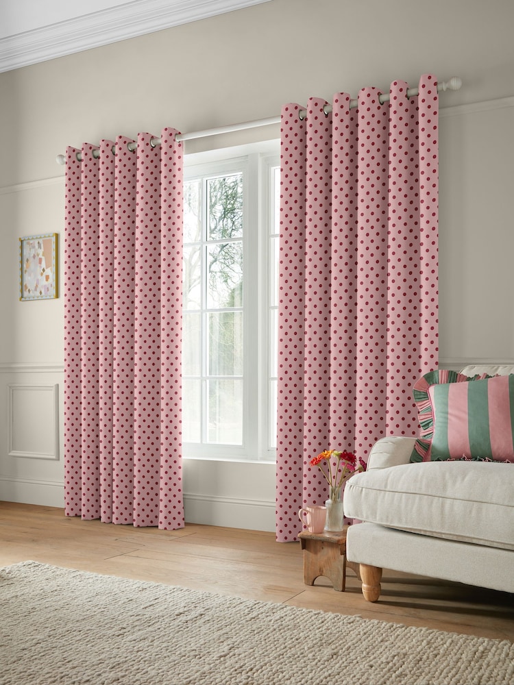 Cath Kidston Pink Button Spot Made to Measure 100% Cotton Curtain - Image 2 of 9