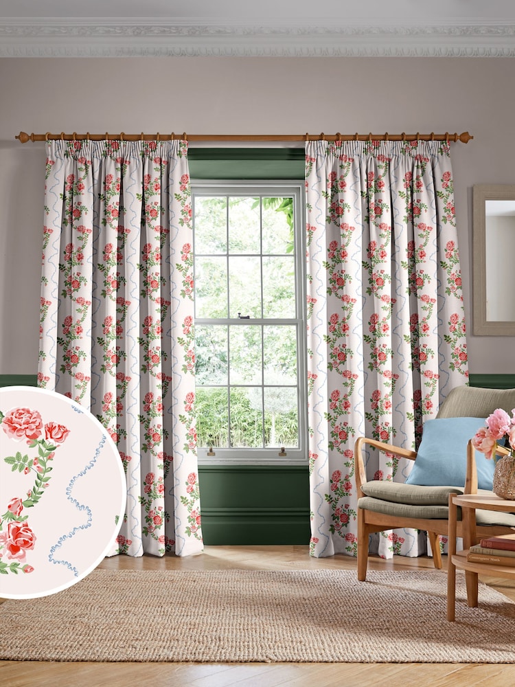 Cath Kidston Pink Rose Flutter Made to Measure Curtains - Image 1 of 9