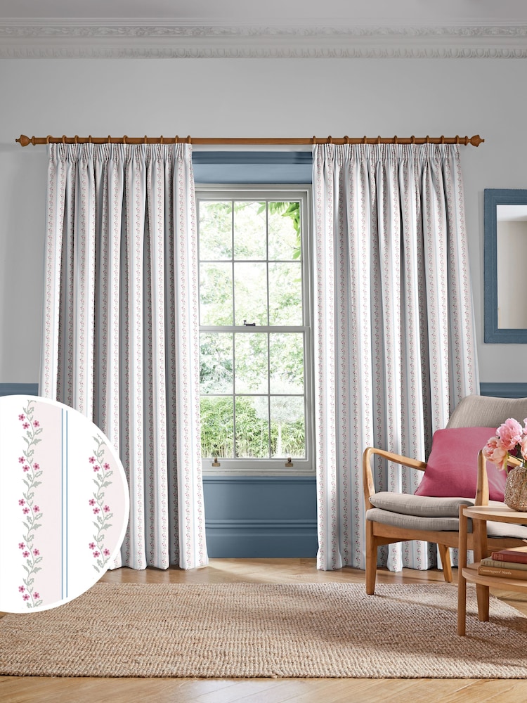 Cath Kidston Cream Ticking Vine Made To Measure 100% Cotton Curtain - Image 1 of 9