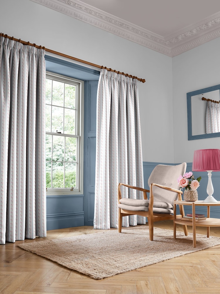 Cath Kidston Cream Ticking Vine Made To Measure 100% Cotton Curtain - Image 2 of 9