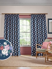 Cath Kidston Navy Blue Clifton Floral Made to Measure 100% Cotton Curtain - Image 1 of 9