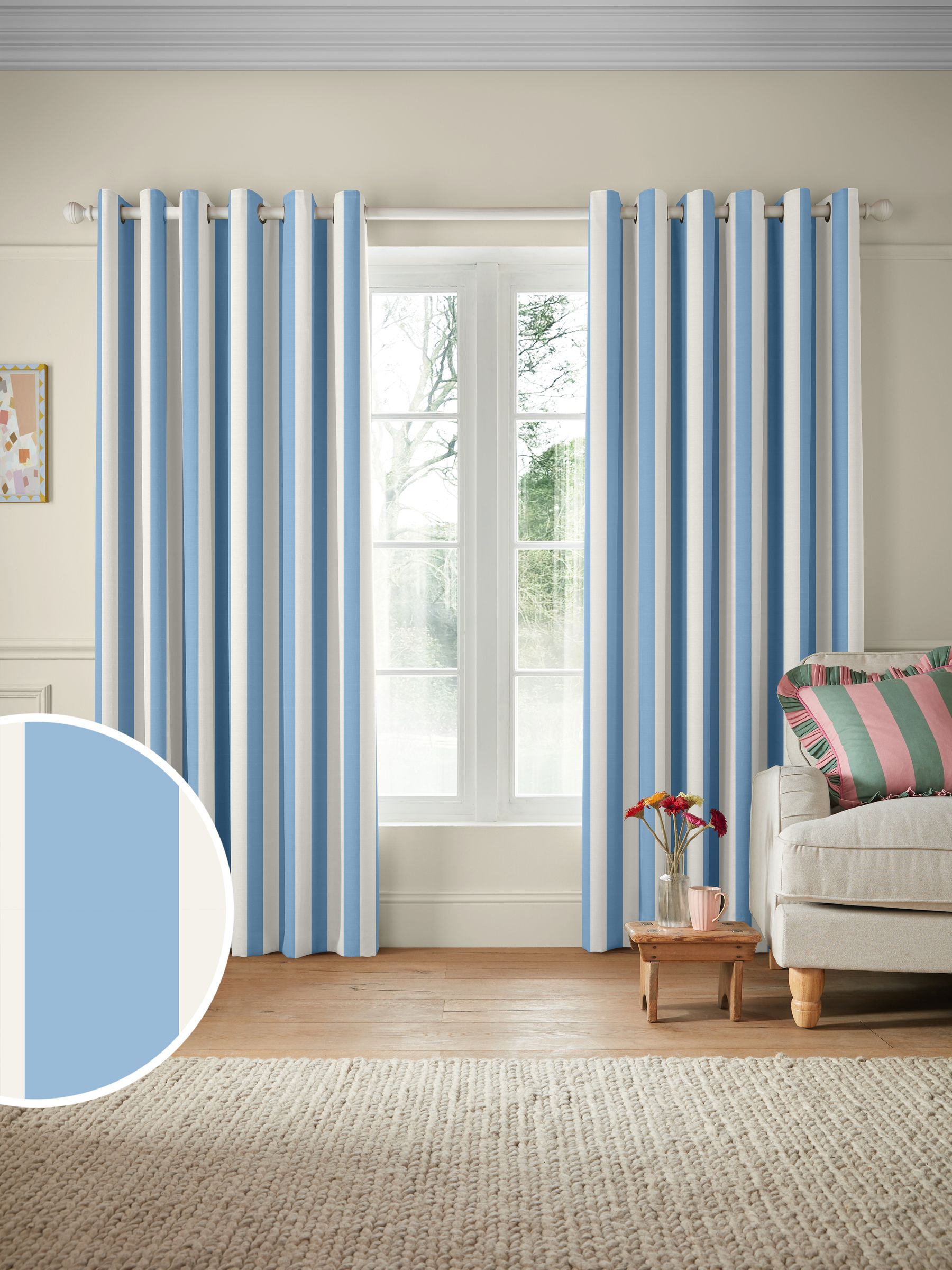 Buy Cath Kidston Blue Canopy Stripe Made To Measure Curtains from the