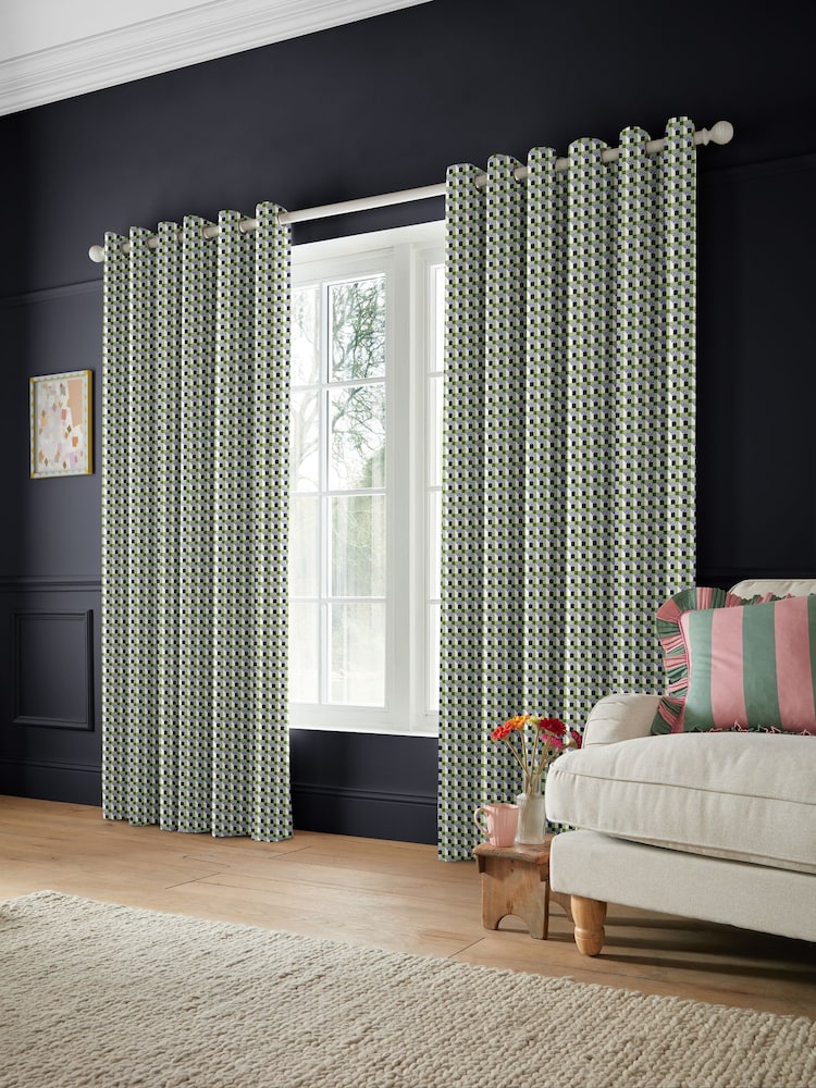 Cath Kidston Green Cath Check Made to Measure 100% Cotton Curtain - Image 2 of 9