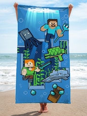 Minecraft Blue Underwater Adventure Beach Towel - Image 1 of 3