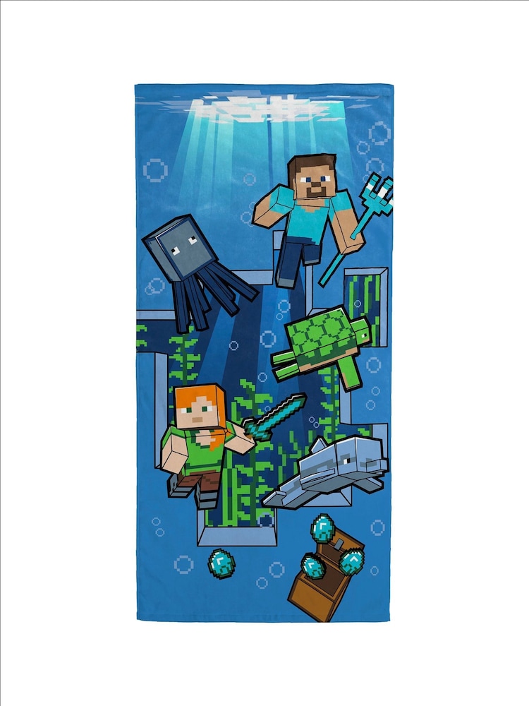 Minecraft Blue Underwater Adventure Beach Towel - Image 2 of 3