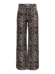 ONLY Black Leopard Print Straight Leg Jeans - Image 2 of 3