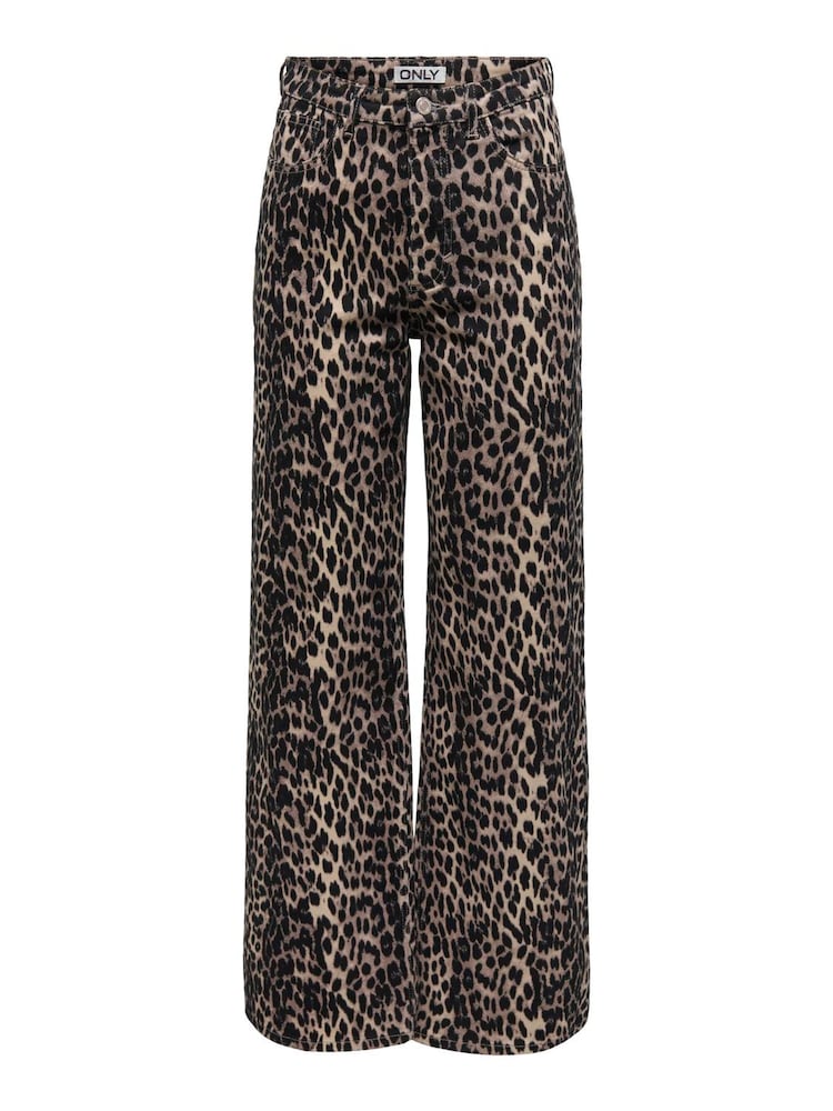 ONLY Black Leopard Print Straight Leg Jeans - Image 2 of 3