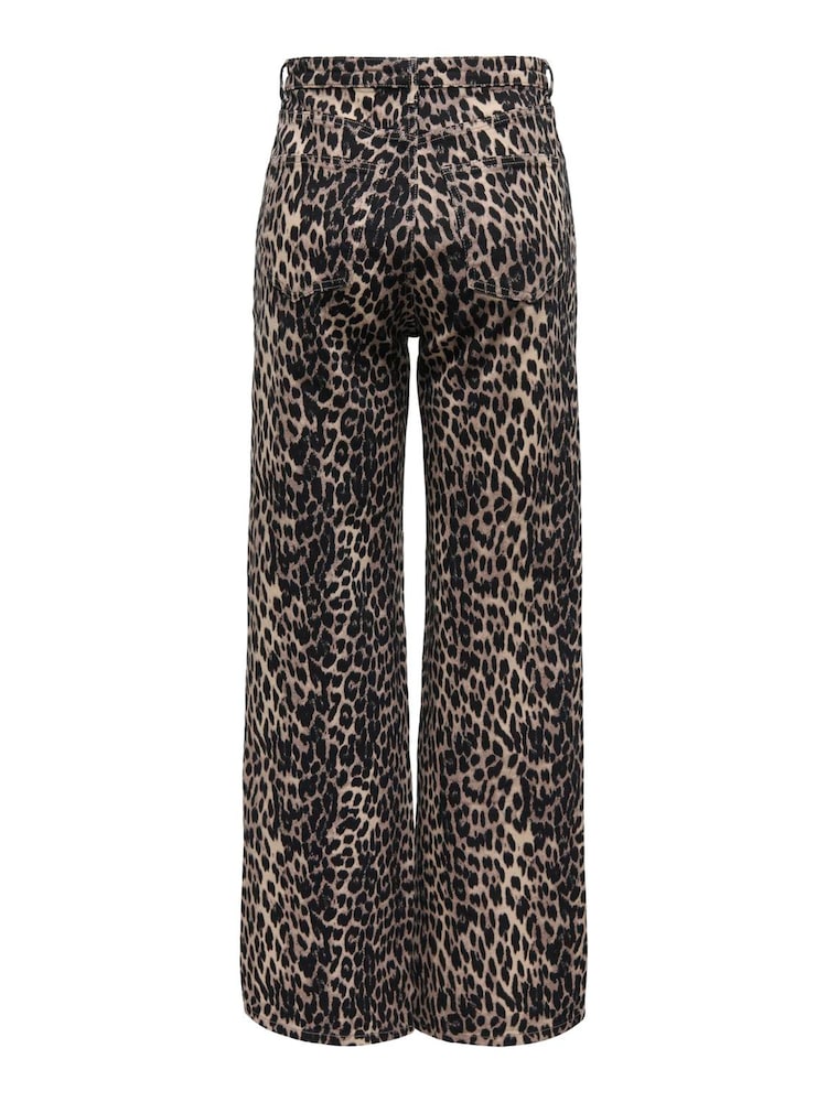 ONLY Black Leopard Print Straight Leg Jeans - Image 3 of 3