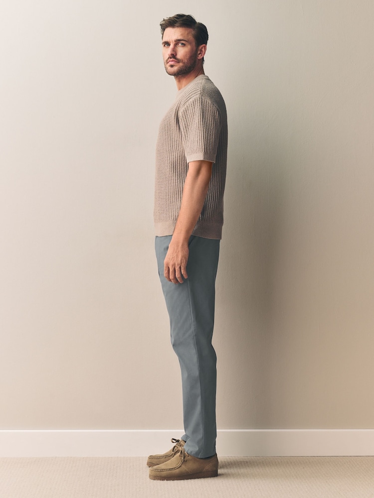 Albastru ardezie - Slim Fit - Pantaloni chino Signature Supima din amestec de bumbac - Image 4 of 12