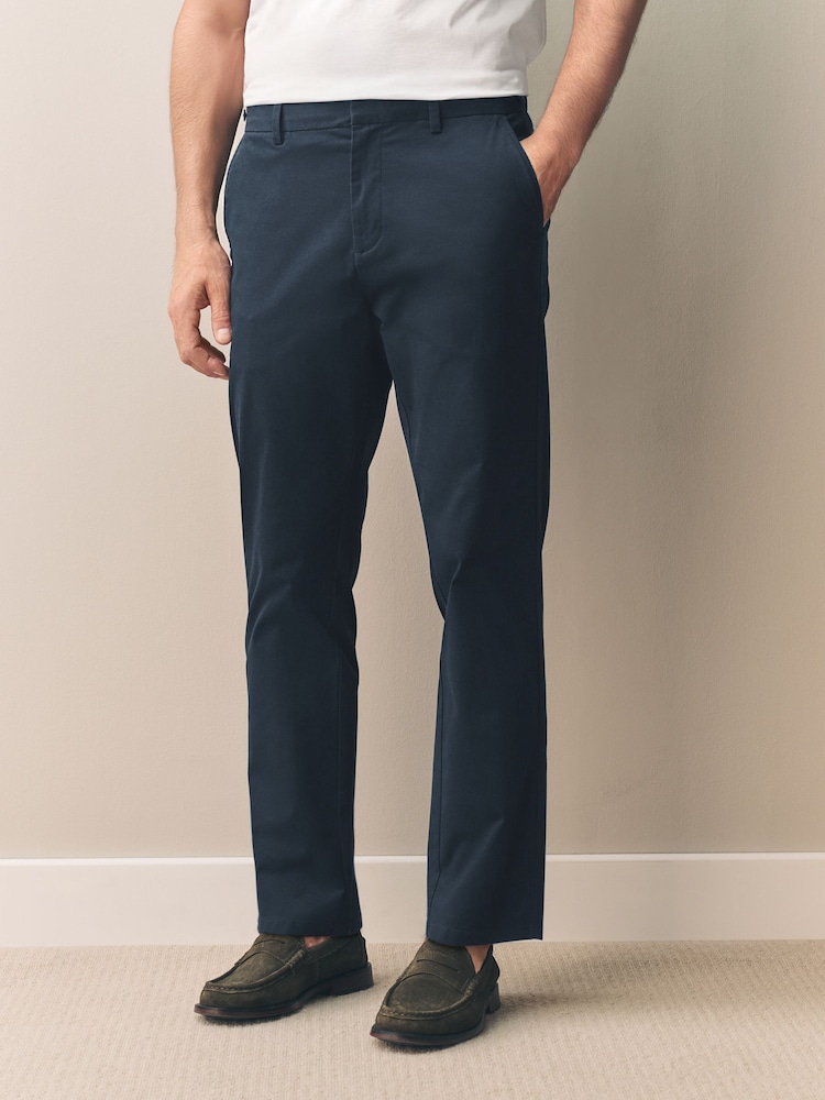 Azul marino - Corte slim - Pantalones chinos de mezcla de algodón Supima Signature - Imagen 1 de 11