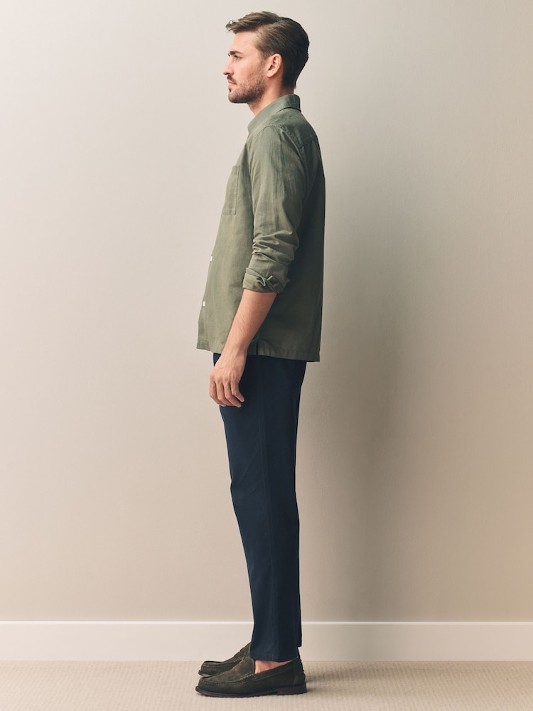 Azul marino - Corte slim - Pantalones chinos de mezcla de algodón Supima Signature - Imagen 2 de 11