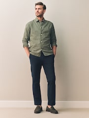 Azul marino - Corte slim - Pantalones chinos de mezcla de algodón Supima Signature - Imagen 4 de 11