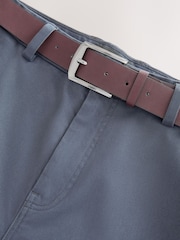 Blue/Grey Mid Straight Fit Belted Soft Touch Chino Trousers - Image 10 of 12