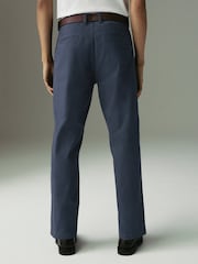 Blue/Grey Mid Straight Fit Belted Soft Touch Chino Trousers - Image 3 of 12
