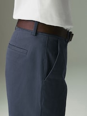 Blue/Grey Mid Straight Fit Belted Soft Touch Chino Trousers - Image 6 of 12