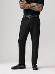 Black Straight Fit Belted Soft Touch Chino Trousers - Image 1 of 11