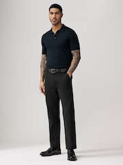 Black Straight Fit Belted Soft Touch Chino Trousers - Image 3 of 11