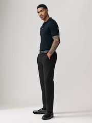 Black Straight Fit Belted Soft Touch Chino Trousers - Image 4 of 11