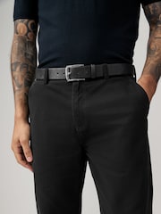 Black Straight Fit Belted Soft Touch Chino Trousers - Image 5 of 11