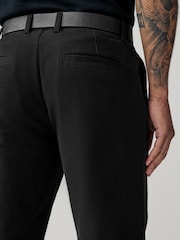 Black Straight Fit Belted Soft Touch Chino Trousers - Image 6 of 11
