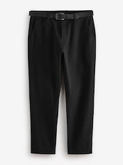 Black Straight Fit Belted Soft Touch Chino Trousers - Image 7 of 11