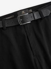 Black Straight Fit Belted Soft Touch Chino Trousers - Image 8 of 11
