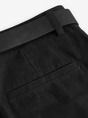 Black Straight Fit Belted Soft Touch Chino Trousers - Image 9 of 11