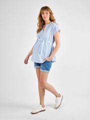 JoJo Maman Bébé Blue Stripe Maternity Blouse - Image 3 of 4