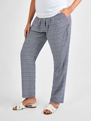 JoJo Maman Bébé Navy Maternity Patterned Printed Trousers - Image 1 of 4
