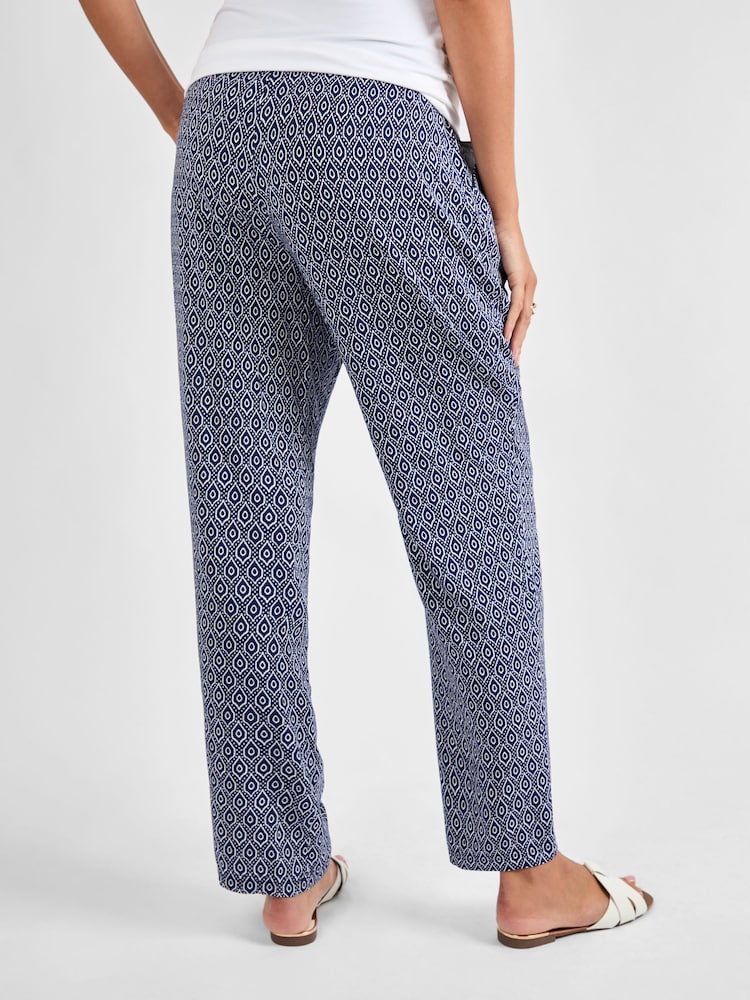 JoJo Maman Bébé Navy Maternity Patterned Printed Trousers - Image 2 of 4