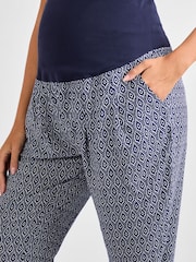 JoJo Maman Bébé Navy Maternity Patterned Printed Trousers - Image 4 of 4