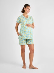 JoJo Maman Bébé Blue Lemon Print Maternity Short Pyjamas Set - Image 2 of 5