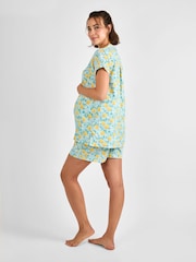 JoJo Maman Bébé Blue Lemon Print Maternity Short Pyjamas Set - Image 3 of 5